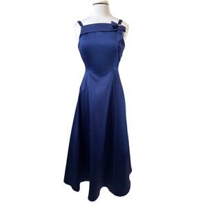 David’s Bridal Royal Bow Blue Formal Gown Dress Junior 16 Prom Bridesmaid Party